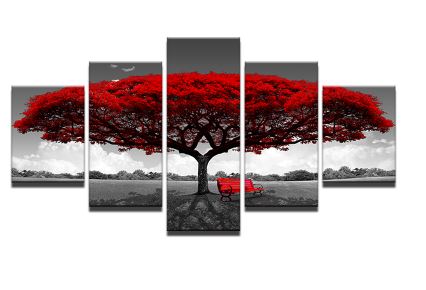 Red Tree Art Scenery Landscape